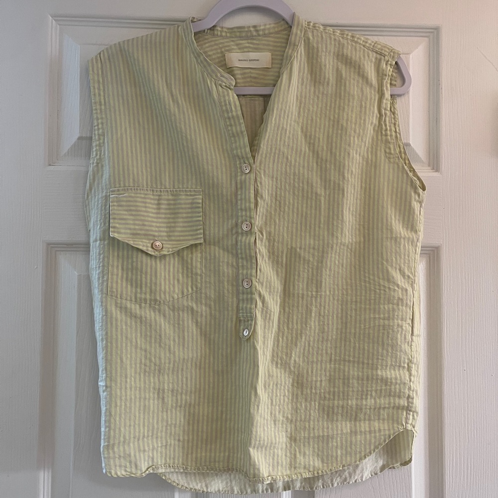 Mauro Grifoni Light Green Striped Top